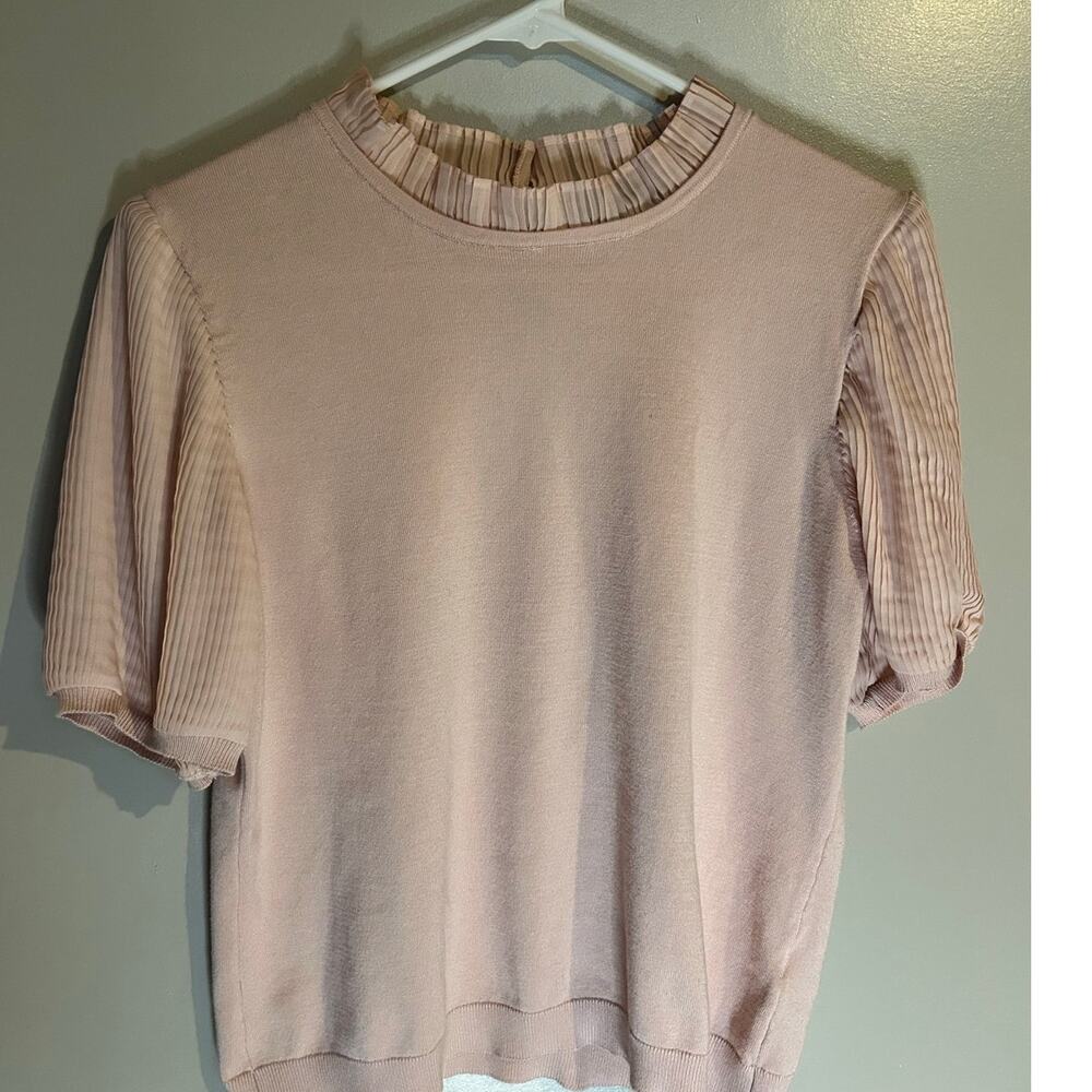 Adrianna Papell Womens Dot Puff Sleeve Blouse, Size Medium